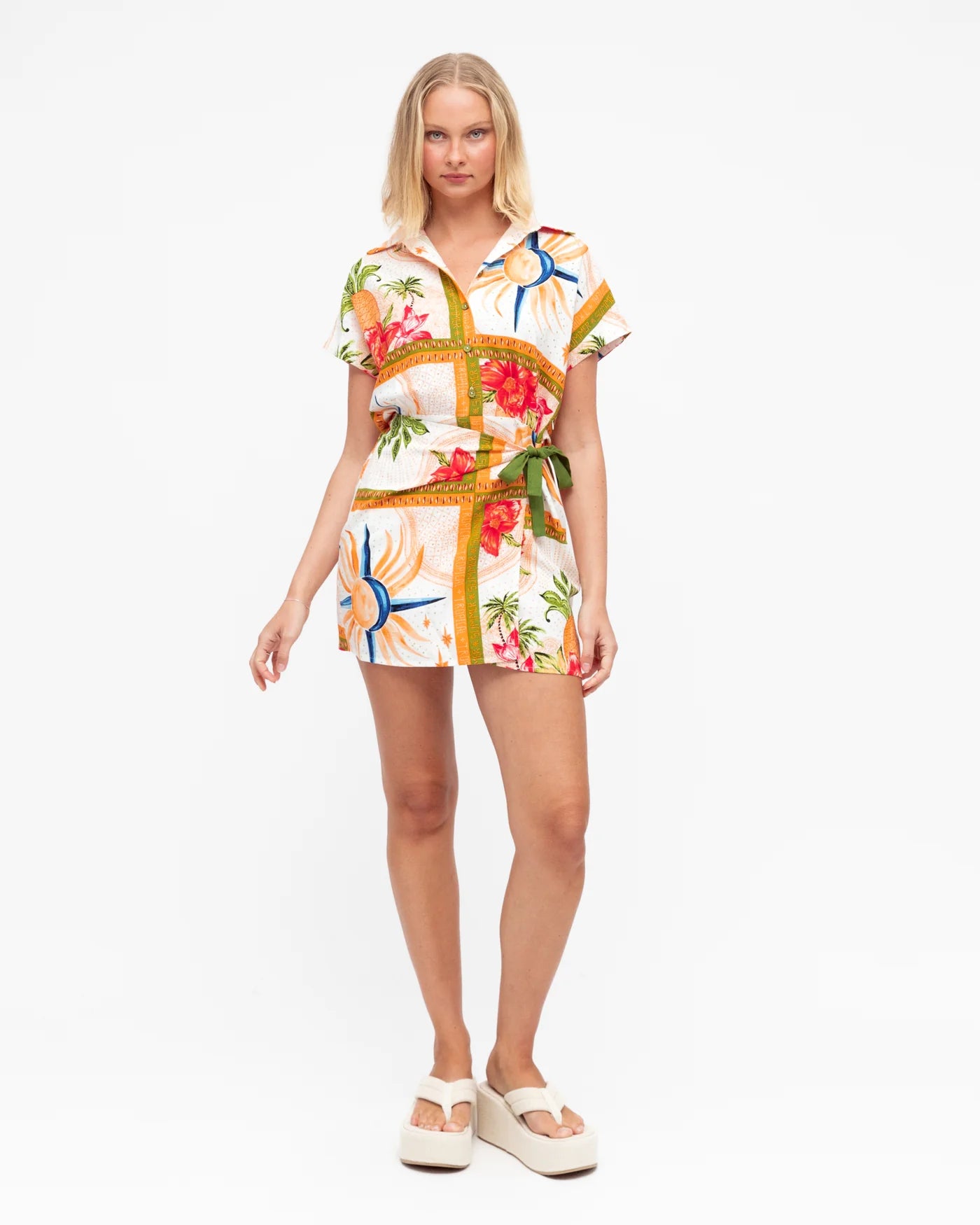 Tropical Wrap Mini Dress