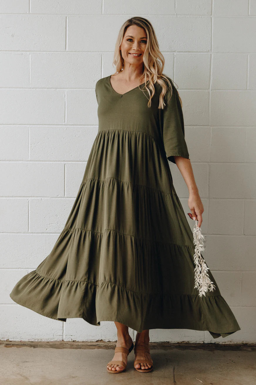 Ruffle Dress I Khaki