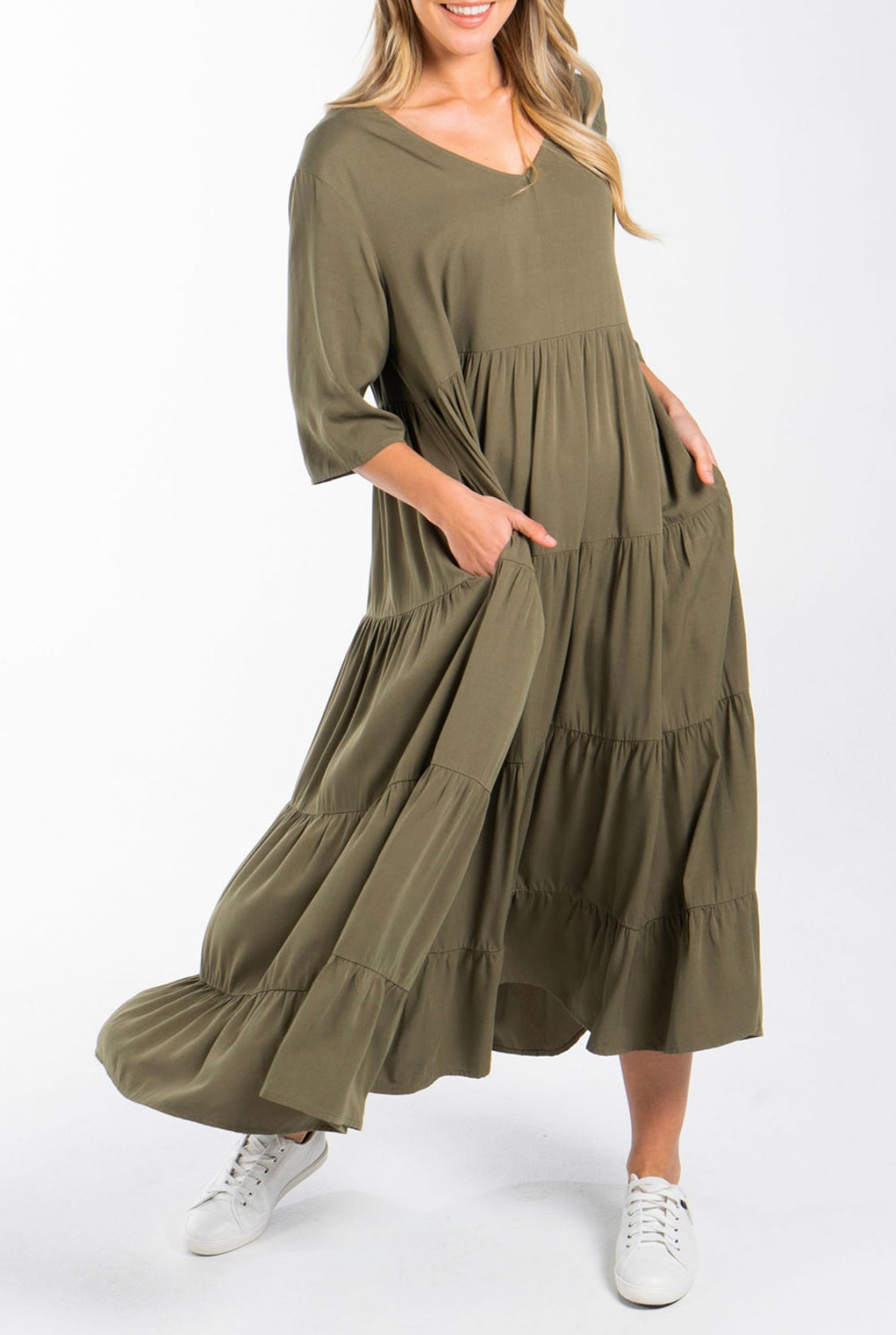 Ruffle Dress I Khaki