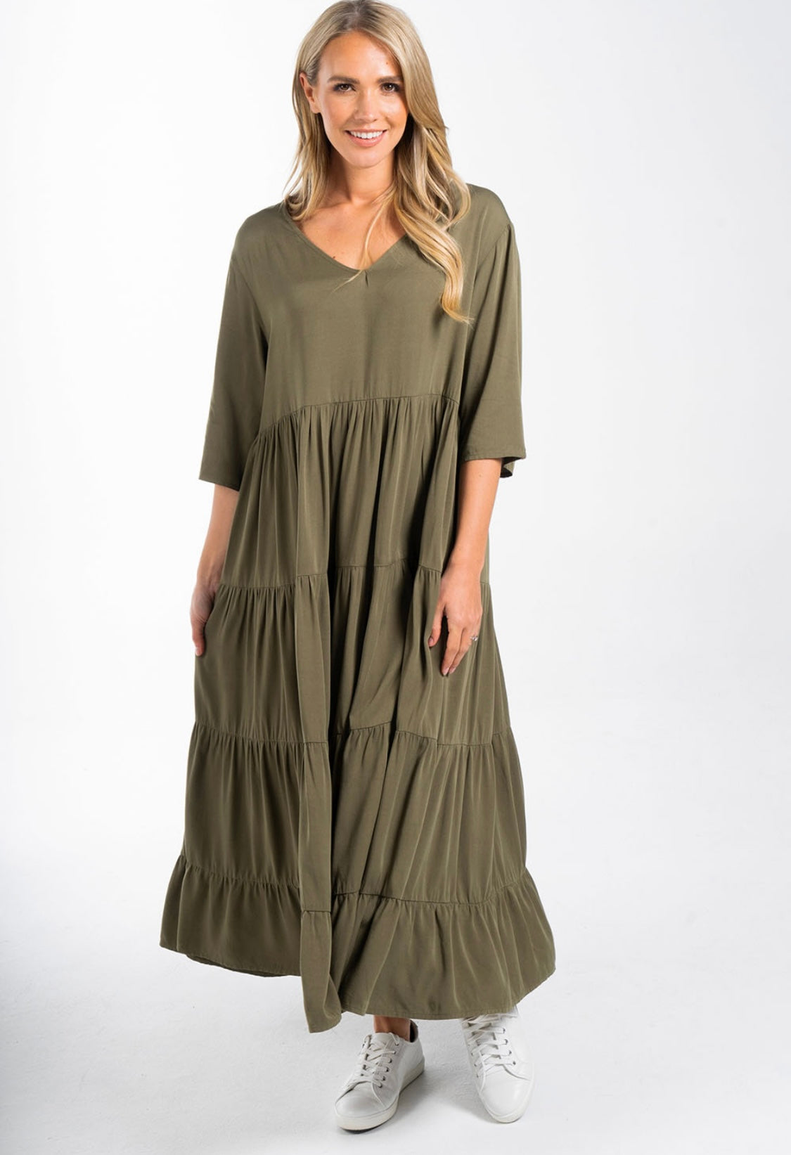 Ruffle Dress I Khaki