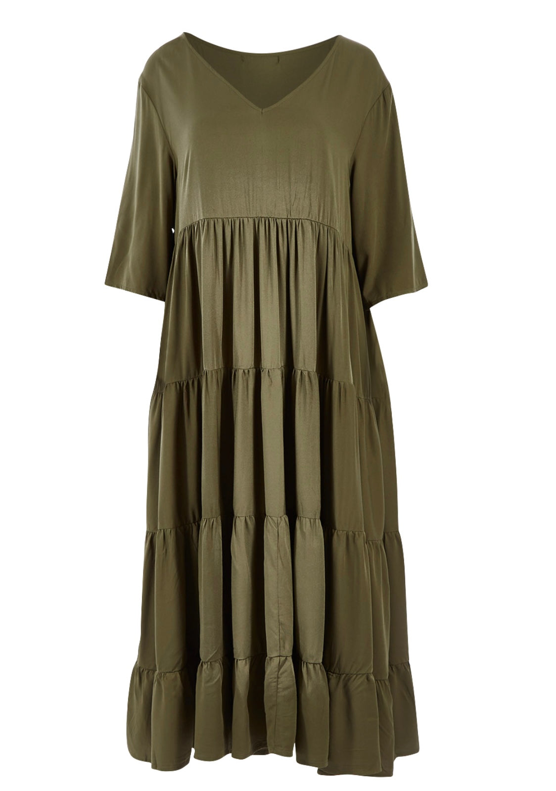 Ruffle Dress I Khaki